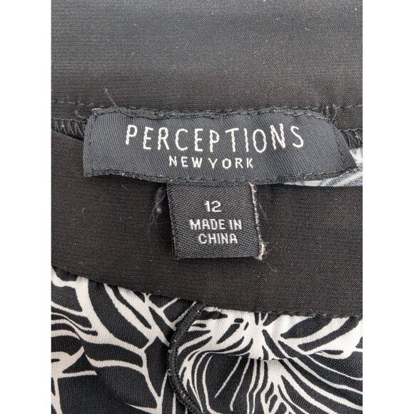 Perceptions New York Women Black and White Floral Design Sleeveless Dress Sz 12 - Picture 9 of 9